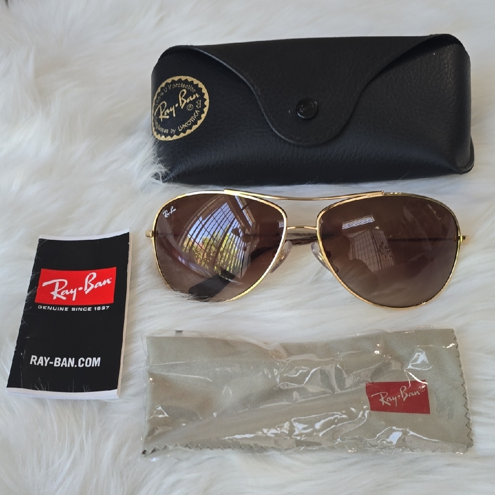 Ray-Ban Gold Frame Sunglasses with Brown Lenses